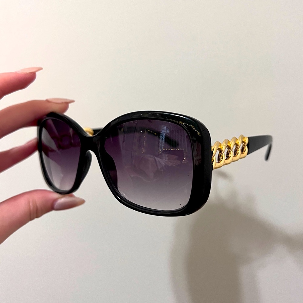 Black Sunglasses with Gold Accents